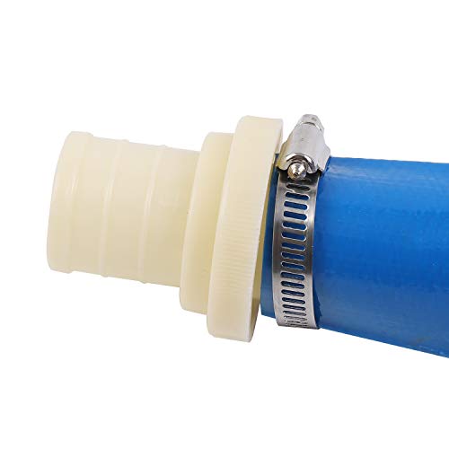 KATSU Layflat Discharge Hose Pipe 10m x 38mm 1-1/2 Inch Diameter with 2 Clips and Quick Coupler Connector, Fits Submersible & Other Water Pumps for Draining Pond, Garden Irrigation, Hot Tub, Pool