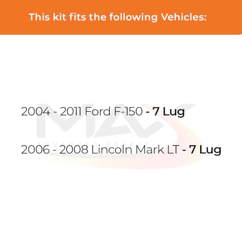 Image of Max Advanced Brakes Rear Brake Kit Compatible With 2004-2008 2009 2010 2011 Ford F150 Compatible With Lincoln Mark LT Replacement Drilled Slotted Black Coated Disc Brake Rotors and Ceramic Brake Pads
