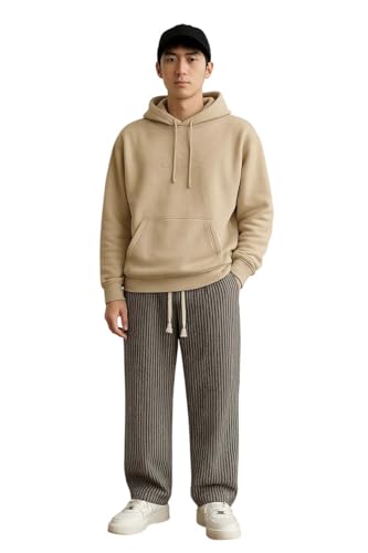 Image of KOTTY Men's Solid Wide Leg Relaxed Fit Drawstring Waist|Casual Joggers for Streetwear & Gym