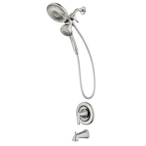 Moen Magnetix 82137SRN Graeden Spot Resist Brushed Nickel grifo para bañera y ducha con 1 manija y válvula miniatura 1