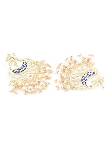 Joyas Kundan Meenakari en latón chapado en oro azul de alta joyería artesanal para bodas 3