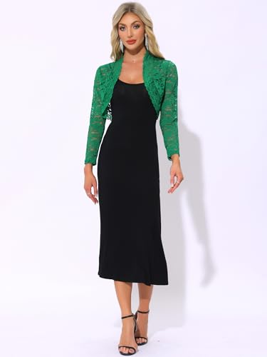 Image of Allegra K Women's Elegant Crop Cardigan Sheer Floral Lace Bolero Shrug Top