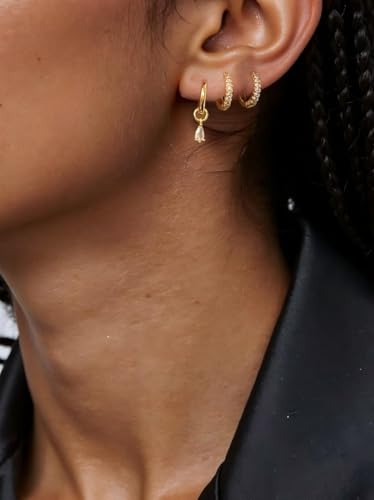 3 Pairs Mini Huggie Earrings Set for Women - Brass Plated with Real Gold Earrings for Multiple Pieces - S925 Sterling Silver Hoop Earrings Jewelry4