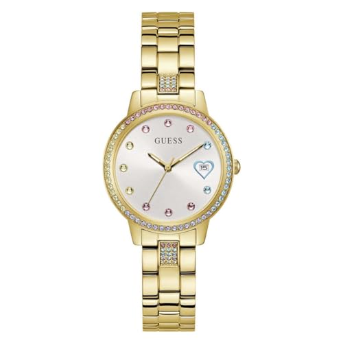 Preisvergleich Produktbild GUESS Damen Uhr Armbanduhr Three of Hearts GW0657L2 Edelstahl Gold