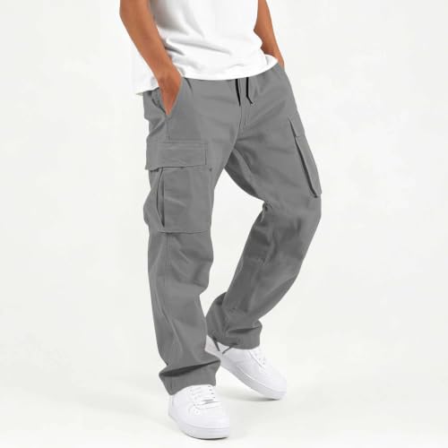 VBTAPA Cargo Pants Boys Cargo Pants Casual Drawstring Straight Loose Leg Jogger Trousers Baggy Elastic Waist Hiking Pant with Pocket 2026 Gray 5-6 Years - image 2