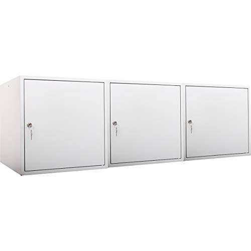 newpo Mega Deal | 3x Schließfachwürfel | HxBxT 45 x 45 x 45 cm | Grau - Garderobe Schließfach Schließfachschrank Schließwürfel Cover
