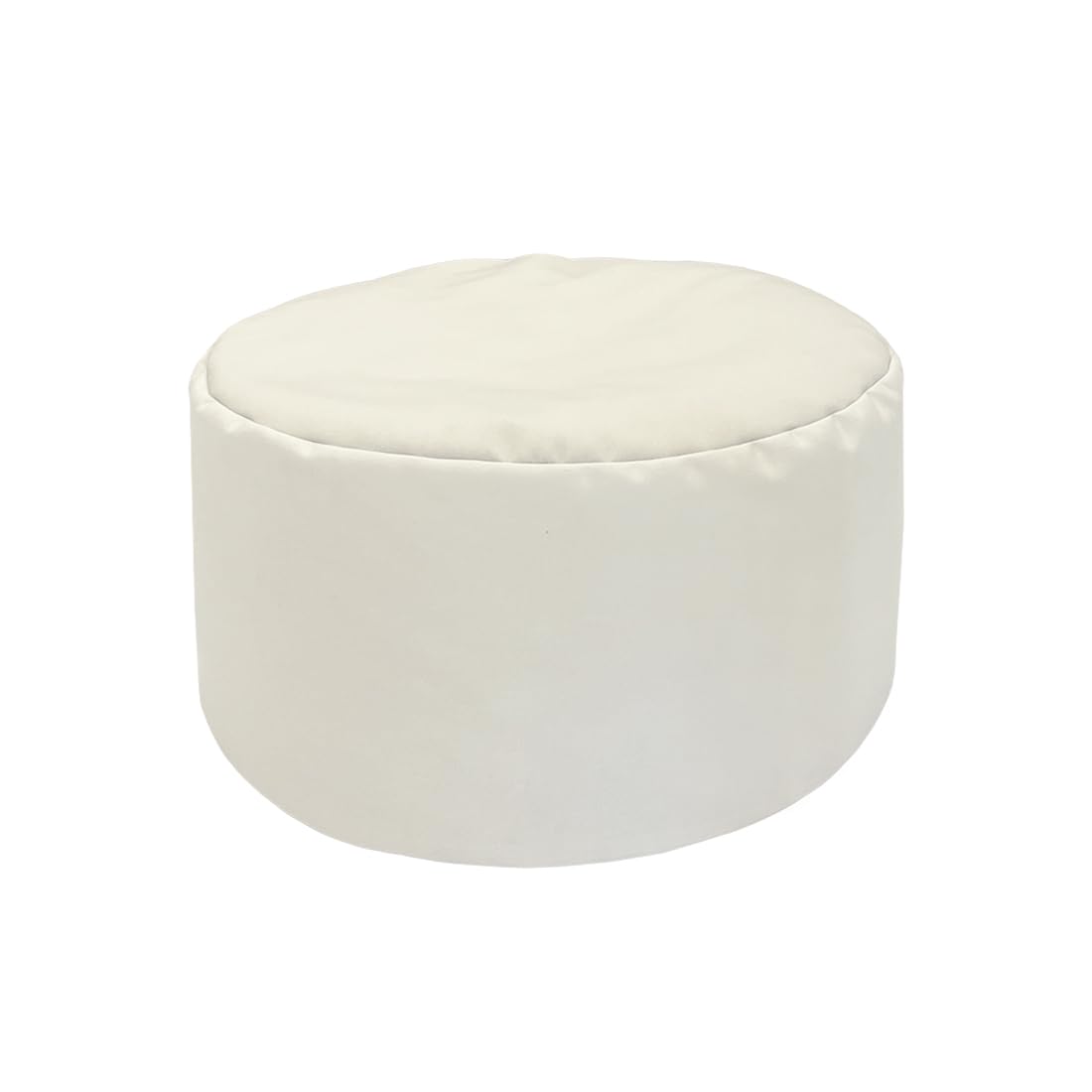 Acomoda Textil – Puff Redondo Relleno de Perlas Recicladas 50x50x30 cm. Asiento Acolchado, Cómodo y Decorativo, Reposapiés Fácil de Transportar con Asa para Interior y Exterior. (Beige)