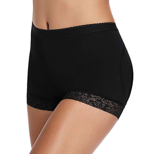 JOYSHAPER Padded Underwear Women Seamless Butt Hip Enhancer Panties Booty Lifter Shaper Butt Shapewear (Black(Removable Pads), Small)