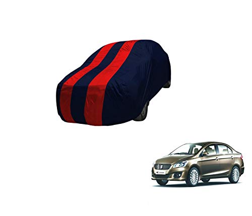 Image of Auto Hub Car Cover Compatible with Maruti Ciaz with Mirror Pocket,Triple Stitched, Weather Proof, Ciaz Car Cover- Navy-Red