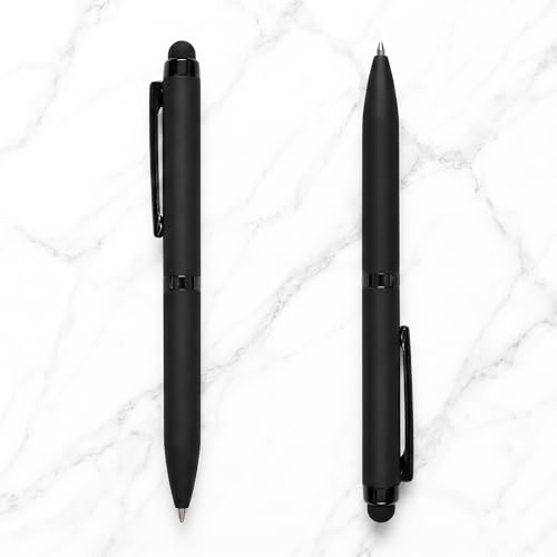 Image of Pen Paradise Set of 2 Matte Black Mini Ball Pen with Glossy Clip | Twist Mechanism | Smooth 0.6mm Blue Ink | Metallic Premium Pocket Pen for Office, Professionals & Gifting