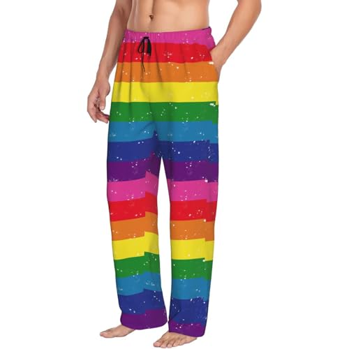 Mens Pajama Pants Casual Loose Stretch Drawstring Pj Bottoms Palazzo Wide Leg Lounge Pant With Pockets