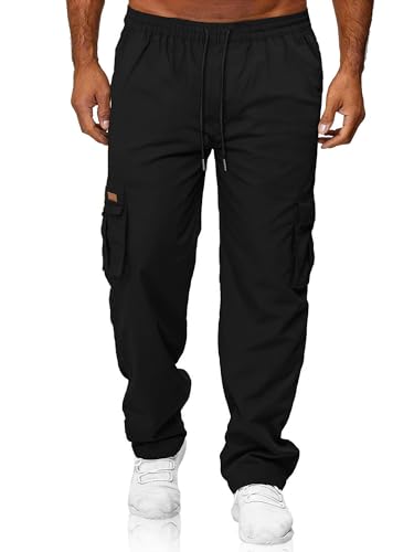 HOTake Men's Casual Cargo Sweatpants Waist Drawstring Joggers Hiking Tactical Pants for Men with Pockets3