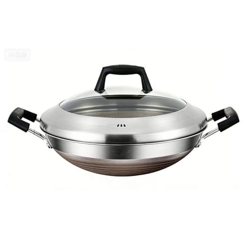 Wok titanio duradero con doble asa y antiadherente