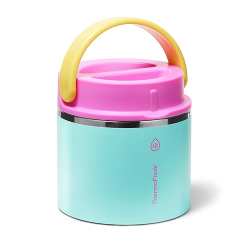 Image of ThermoFlask Insulated Food Jar with Leakproof Lid (20 oz, Tropical Sunset) - Stainless Steel Food Containers for Hot & Cold Meals, Lunch, Soup & Snacks