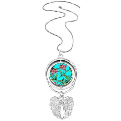 Collier pendentif ailes d'ange fleur bleue aux finitions soignées