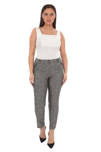 Women's Plus Size Work Pants, High Waisted Straight Leg Casual Relaxed Fit Office Trousers with Pockets for Business4