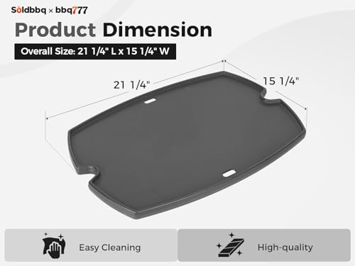 Image of 7583 Reversible Griddle Plate Replacement Parts for Weber Q2200 Q2000 Q2400 Q200 Q220 Q240 Cast Iron Flat Top Griddle Insert Plate for Weber 396000 566001 566002