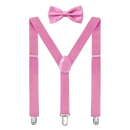 Image of habibee Suspenders and Bow Tie Set for Men, Adjustable Elastic Braces with Y-Back, Diverse Colors, Strong Clips