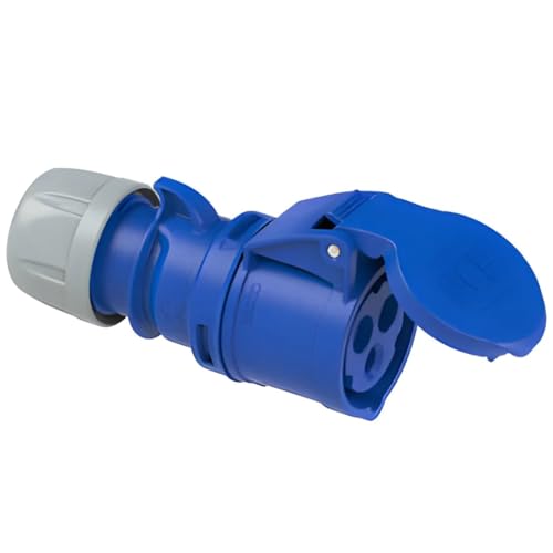 Image of PCE 16 Amp 240v Site Trailing Socket 230v 16a 3 Pin PCE 240 Volt Blue Hook Up (Female)