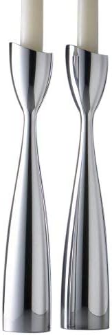 Elegant Mid-Century Vida 11" Alloy Tabletop Candlestick Pair