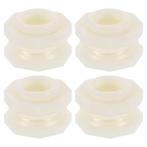 QUARKZMAN 4 Pcs Racor De Pared, DN15 20mm ID Conector De Tanque De Agua Racor para Adaptador De Manguera De Jardín Tanques De Agua Acuarios, Blanco