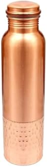KC Pure Copper Water Bottle with Leak Proof Protection, Ayurveda and Yoga Health Benefits. (Half Hammered Design,1000ml)