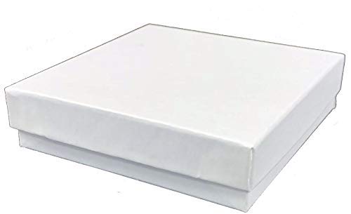 The Packaging Trust cotton filled rigid set-up jewelry and gift boxes 100 boxes per case (White Kraft, 3-1/2" x 3-1/2" x 7/8")