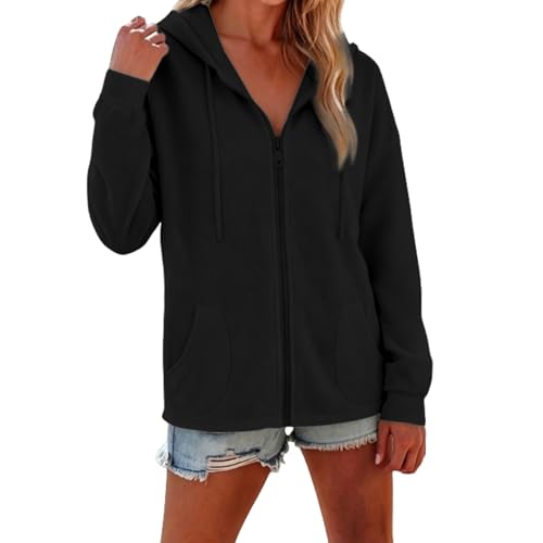 Sweat à capuche femme zippé décontracté et confortable avec de grandes poches