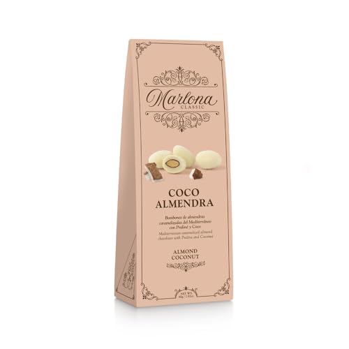 Marlona Coco: Bombones de almendras caramelizadas del Mediterráneo con un Praliné de Coco. Estuche de 80g