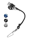 BLUEWING Blue Water Outrigger Halyard Line Lock Pulley Triple Aluminium Alloy with Stainless Steel Snap Swivel for Offshore Fishing, Black