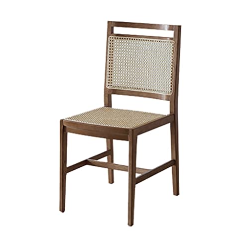 Solid Wood Dining Chairs, Backrest Rattan Dining Chairs, Minimalist Home Lounge Seat, Comfort Kitchen Stool, For Dining Room Patio Restaurant (Color : Walnut, Size : 39.5 * 49.25 * 87Cm) #TOP13