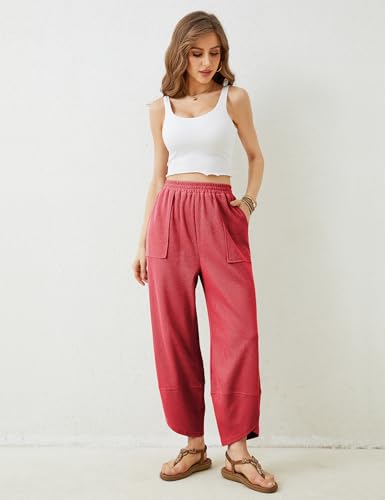 Image of Xiaoxuemeng Womens Baggy Wide Leg Pants Casual Elastic Waisted Palazzo Harem Pants with Pockets