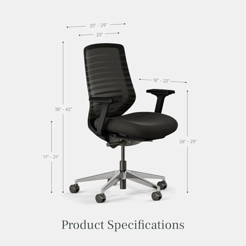 Image of Branch Ergonomic Chair, Versatile Desk Chair with Adjustable Lumbar Support | Breathable Mesh Backrest and Smooth Wheels, Experience Optimal Comfort and Support, All Black