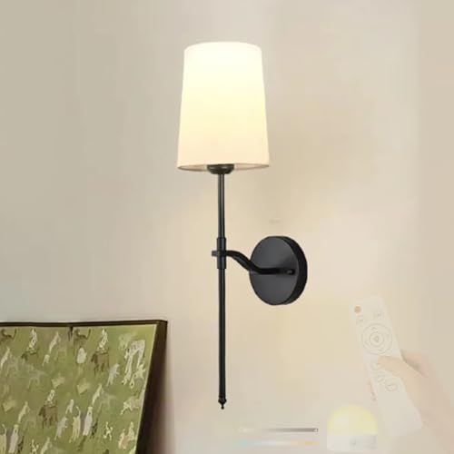 Lámpara de pared recargable bombilla aplique tejido vintage negro