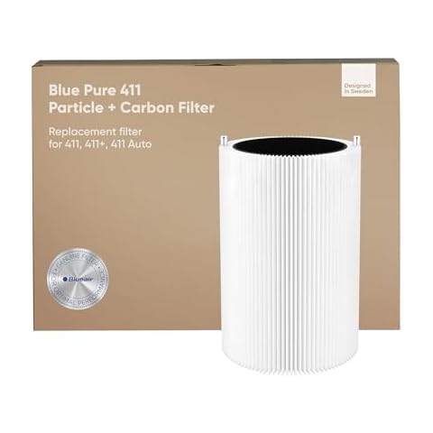 Blueair Genuine HEPASilent Replacement Filter for Blue 411/3210 Air Purifier - Removes 99.97% of Pollen, Dust, Pet Dander, Mould, Bacteria & Viruses Activated Carbon Reduces VOCs, Odours Cover