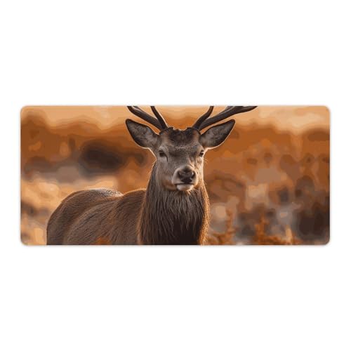 Tapis de souris de jeu antidérapant avec motif cerf rouge et bois