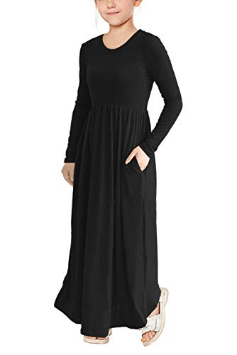Image of storeofbaby Girls Floral /Solid Maxi Dress Floor Length with Pockets Casual