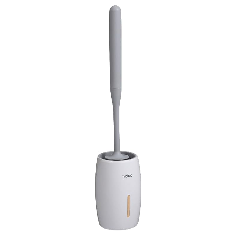 Image of Modem Wall Mounted Toilet Brush and Holder Set Self Cleaning Bowl Toilet Brush with Soft and Durable Bristles for Bathroom Cleaning, Can Standing (White Grey)