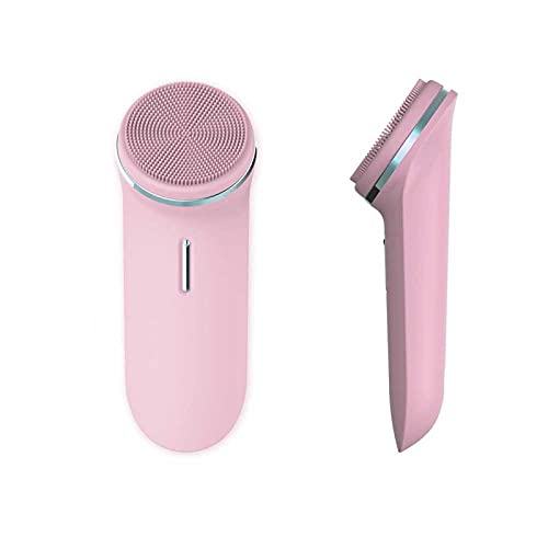 Sonic Facial Cleansing Brush,Vibrating Face Scrubber,IPX7 Waterproof Silicone Electric Face Cleansing Brush Device,5 Speed Modes, Rechargeable,Deep Cleaning for All Skins (Pink)