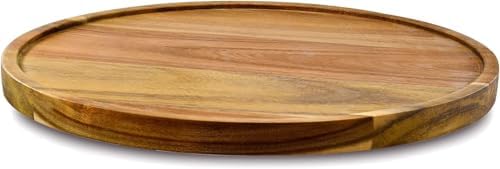 10" Acacia Wood Lazy Susan Organizer Kitchen Turntable for Cabine...