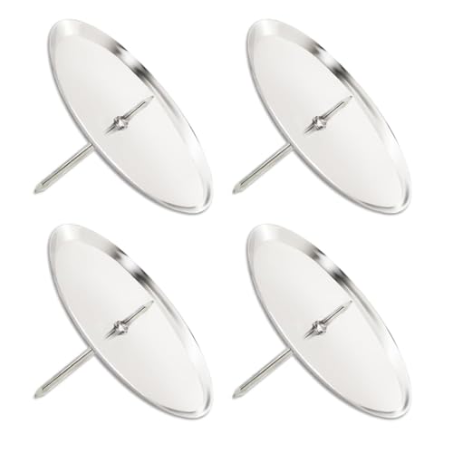 OUDQFCJ 4 pezzi portacandele per corona dell'avvento argento piattino con spillo 7.5 cm per fissare portacandele per candele a colonna decorazioni natalizie accessori