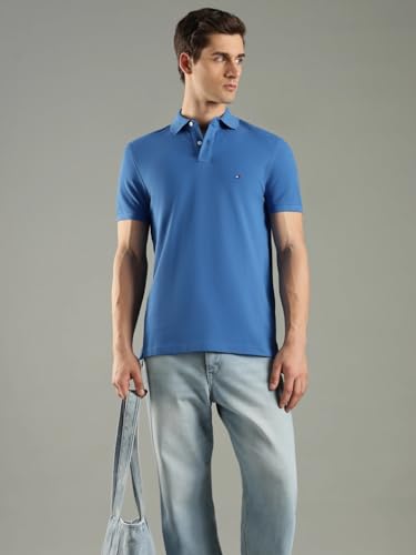 Image of Tommy Hilfiger Solid Regular fit Cotton Polo t-Shirt