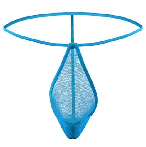 Men's G-String See Through Thongs Sexy Sheer Mesh Soft and Comfortable Underwear Reinforced Pouch T-Back Bikini