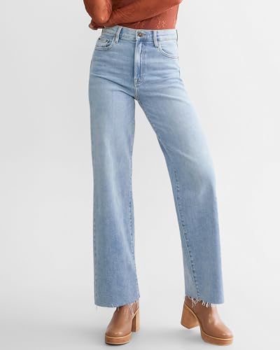 Straight Leg Jeans for Women Trendy High Waisted Cropped Boyfriend Mom Stretchy Frayed Hem Loose Wide Leg Baggy Pants4