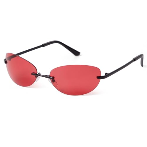 JUDOO Y2K Oval Sunglasses for Men Women 90s Vintage Rectangle Cool Glasses