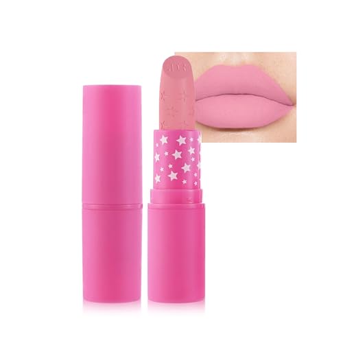 MIESCHER Matte Waterproof Lipstick Velvety Lipsticks Long Lasting Creamy Smoothing Non-stick Cup Sexy Colors Lip Stain with Beeswax Hydrating Lipstick for Women Girls #01 Light Pink