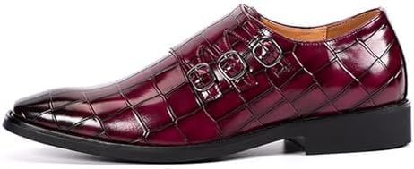 Men's Printed Oxford Dress Shoes, Stylish Metal Buckle Comfortable Slip-on Pointed Toe Dress Shoes Business Wedding Slip-on Men's Loafers (Purple,12.5)2