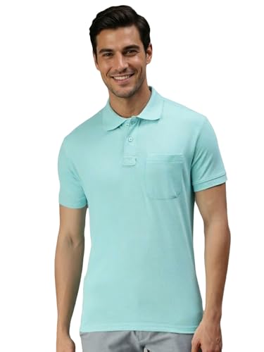 Image of Lux Cozi Men's Polo T-Shirt Regular Fit Half Sleeves with Pocket | Cotton Blend Polo Neck Collar T-Shirt for Men | Casual, Office Comfortable Breathable T-Shirt | Stylish Plain Tee