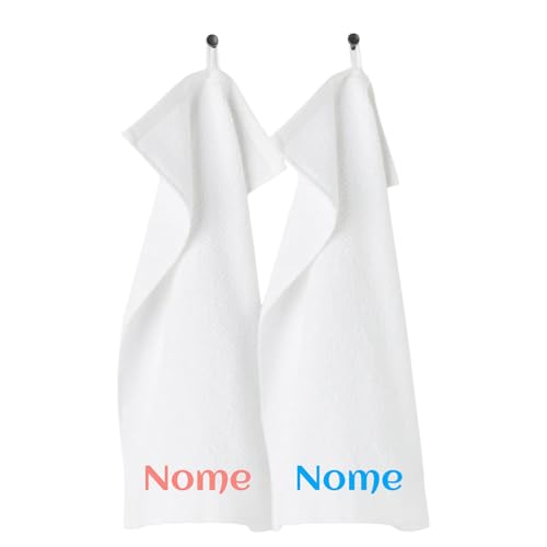 Asciugamani Bambini Asilo - Set 2 Pezzi, Cotone Spugna, 35x23 Cm, Con Gancio (Turchese/Grigio) - Foto 10