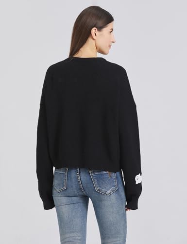 SDEER Women's Ghost Pattern Pullover Sweater Round Neck Long Sleeve Knit Top Loose Fit Halloween Sweater Tops3